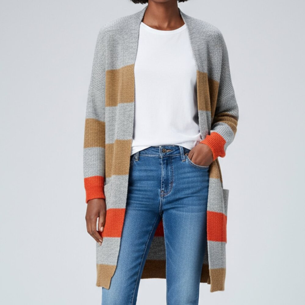 $323 SITA MURT long cardigan sweater alpaca blend striped 38 / M